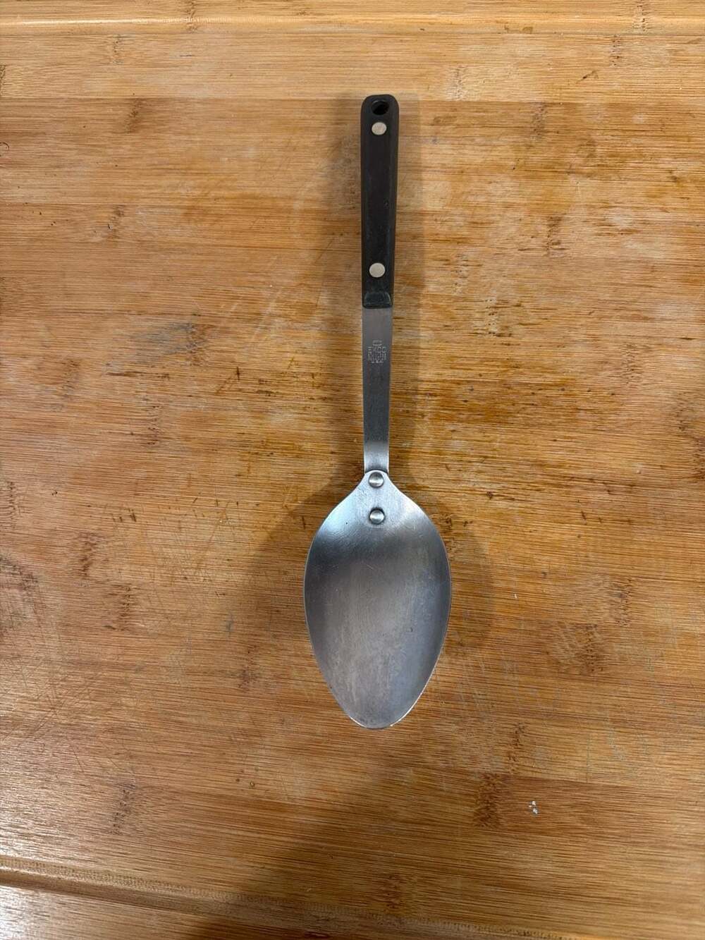 Vintage EKCO Stainless Vanadium Serving Spoon Black Handle USA